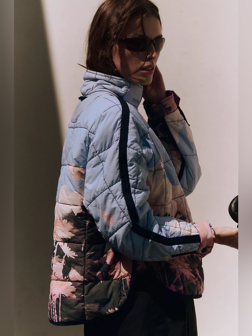 Free People Pippa Printed Packable Puffer Jacket Dreamland Pink Combo